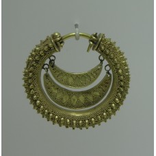 Gold earrings with two crescent designs